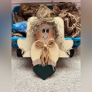 Vintage 1990s ABC Item 12572 Wooden Angel Shelf Sitter Heart Christmas